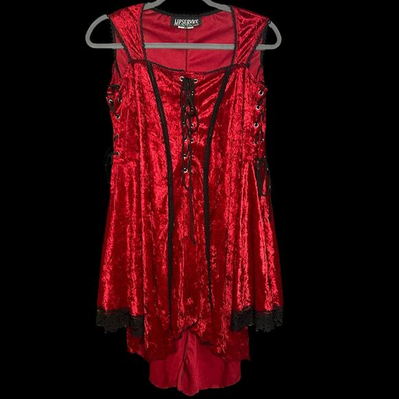 Lip Service Tops - Rare Vintage Lip Service Red Crushed Velvet Costume/Goth Shirt Size S
